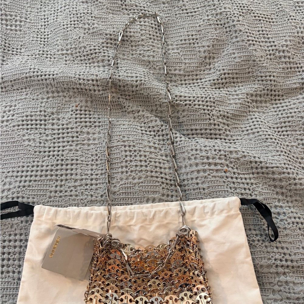 Rabanne Sac a Main Nano Metallic chain link Shoulder Bag in Mixed Gold & Silver - Picture 2 of 8
